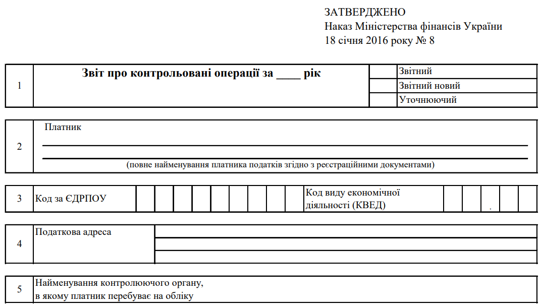 Звіт про контрольовані операції